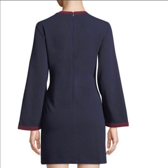 Alexia Admor Flare Sleeve Contrast Seam Sheath Dress Navy Burgundy Size XS - Picture 3 of 8